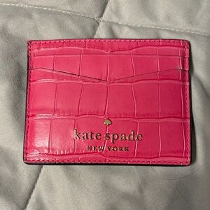 Kate Spade bubble gum pink croc card case